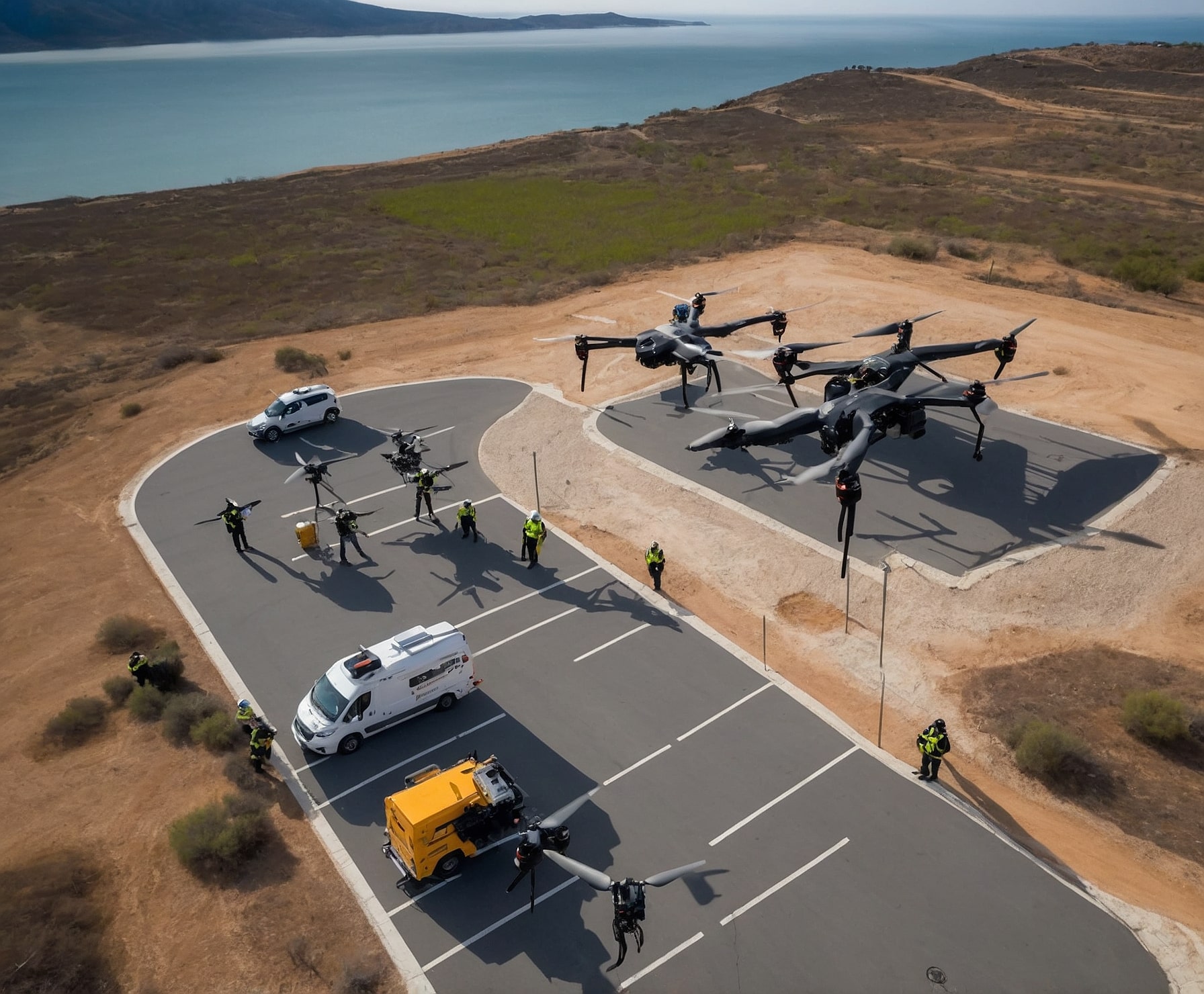 Piloto operando un dron en entrenamiento especializado